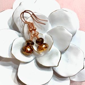 Amber & Bronze Czech Crystal Earrings